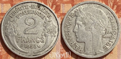 Франция 2 франка 1958 года, KM# 886a, 360q-135 ♛