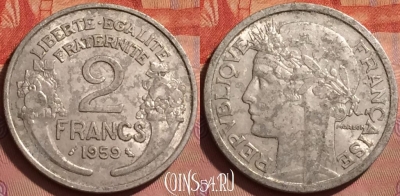 Франция 2 франка 1959 года, KM# 886a, 231l-004