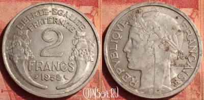 Франция 2 франка 1959 года, KM# 886a, 390o-019