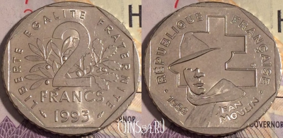 Франция 2 франка 1993 года, KM# 1062, 183a-045