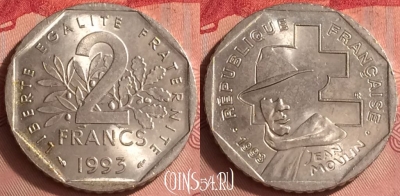 Франция 2 франка 1993 года, KM# 1062, 330o-137