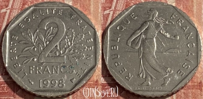 Франция 2 франка 1998 года, KM# 942.1, 205q-023 ♛