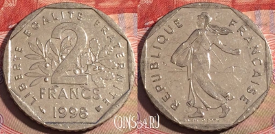 Франция 2 франка 1998 года, KM# 942.1, 222a-114