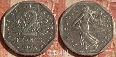Франция 2 франка 1998 года, KM# 942.1, 259p-113