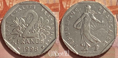 Франция 2 франка 1998 года, KM# 942.1, 348q-032 ♛