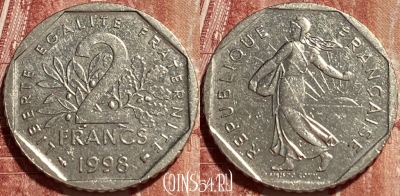 Франция 2 франка 1998 года, KM# 942.1, 371q-030