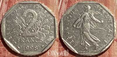 Франция 2 франка 1998 года, KM# 942.1, 376q-001