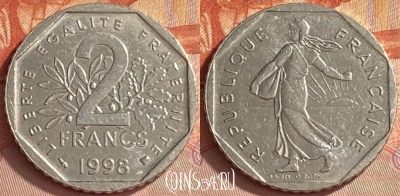 Франция 2 франка 1998 года, KM# 942.1, 410o-039