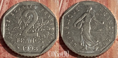 Франция 2 франка 1998 года, KM# 942.1, 431p-040 ♛