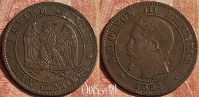 Франция 2 сантима 1854 года B, KM# 776, 115p-113 ♛