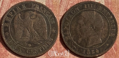 Франция 2 сантима 1854 года B, KM# 776, 115p-114 ♛