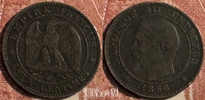 Франция 2 сантима 1856 BB, KM# 776, 128s-053 ♛