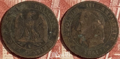 Франция 2 сантима 1861 года K, KM# 796, 221p-043 ♛