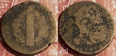 Франция 2 соля 1792 A, KM# 603, 404p-113 ♛