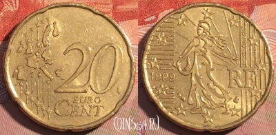 Франция 20 евроцентов 1999 года, KM# 1286, 088c-110