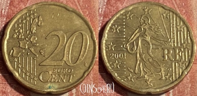 Франция 20 евроцентов 2001 года, KM# 1286, 167q-041