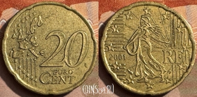 Франция 20 евроцентов 2001 года, KM# 1286, 467s-617