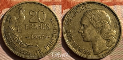 Франция 20 франков 1950 г., KM# 916, 325s-004