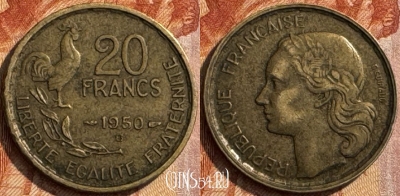 Франция 20 франков 1950 B, KM# 917, 286s-072