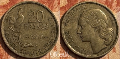 Франция 20 франков 1950 года, KM# 917, 290s-016