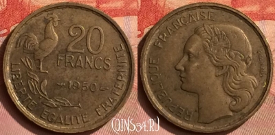 Франция 20 франков 1950 года, KM# 917, 398o-046