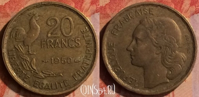 Франция 20 франков 1950 года, KM# 917, 413-116