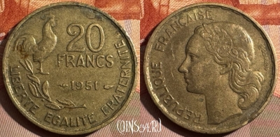 Франция 20 франков 1951 года, KM# 917, 369s-068