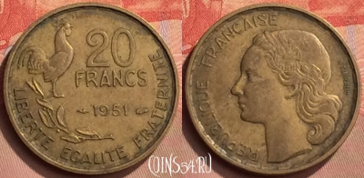 Франция 20 франков 1951 года, KM# 917, 429-083