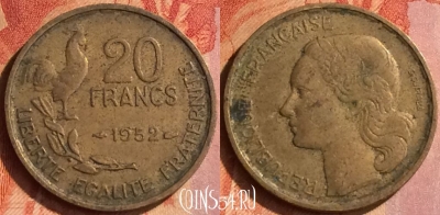 Франция 20 франков 1952 года, KM# 917, 127o-070