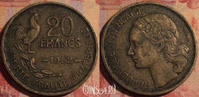 Франция 20 франков 1952 года, KM# 917, 164a-053