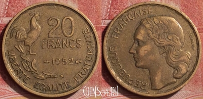 Франция 20 франков 1952 года, KM# 917, 173l-124