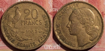 Франция 20 франков 1952 года, KM# 917, 210-005