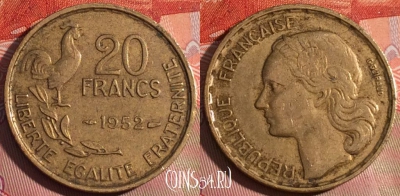 Франция 20 франков 1952 года, KM# 917, 229a-058