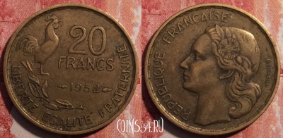 Франция 20 франков 1952 года, KM# 917, 252-050