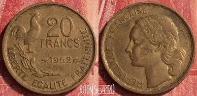 Франция 20 франков 1952 года, KM# 917, 340o-059