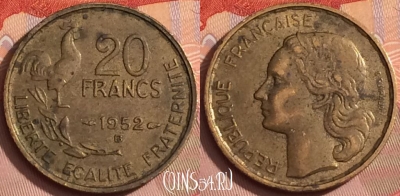 Франция 20 франков 1952 года B, KM# 917, 349k-062