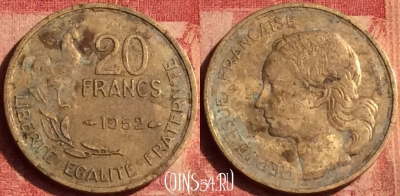 Франция 20 франков 1952 года, KM# 917, 391o-049