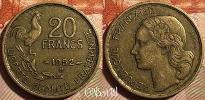 Франция 20 франков 1952 B, KM# 917, 398s-137