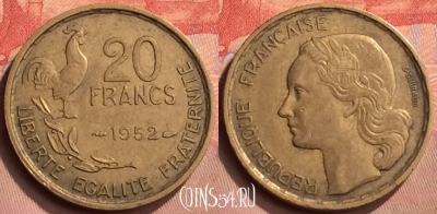 Франция 20 франков 1952 года, KM# 917, 430-013