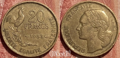 Франция 20 франков 1953 года, KM# 917, 385q-089 ♛