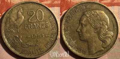 Франция 20 франков 1953 B, KM# 917, 355s-024 ♛