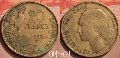 Франция 20 франков 1953 года B, KM# 917, 429-057