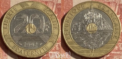 Франция 20 франков 1992 года, KM# 1008, 264p-080