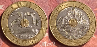 Франция 20 франков 1992 года, KM# 1008, 291o-138