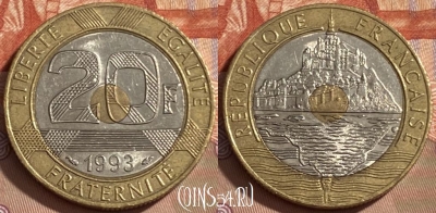 Франция 20 франков 1993 года, KM# 1008, 486р-097 ♛