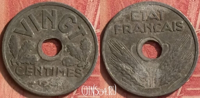 Франция 20 сантимов 1941 года, VINGT, KM# 899, 350n-012