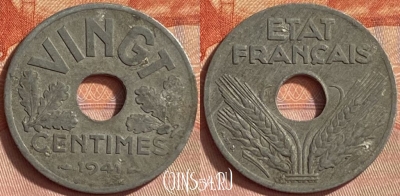 Франция 20 сантимов 1941 года, VINGT, KM# 899, 422o-002 ♛