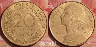 Франция 20 сантимов 1976 года, KM# 930, 379k-131