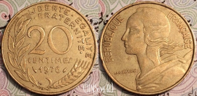 Франция 20 сантимов 1976 года, KM# 930, 61-057