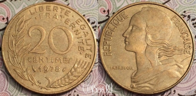 Франция 20 сантимов 1978 года, KM# 930,